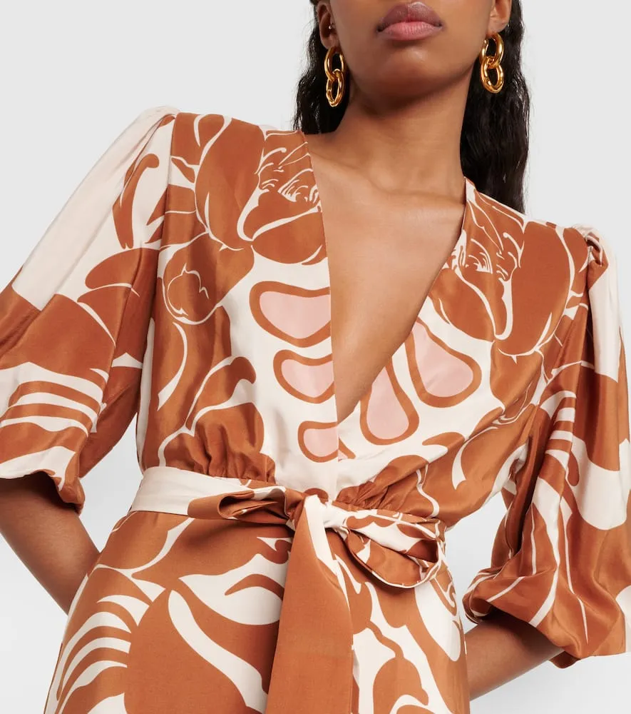 Adriana Degreas Printed puff-sleeve silk maxi dress