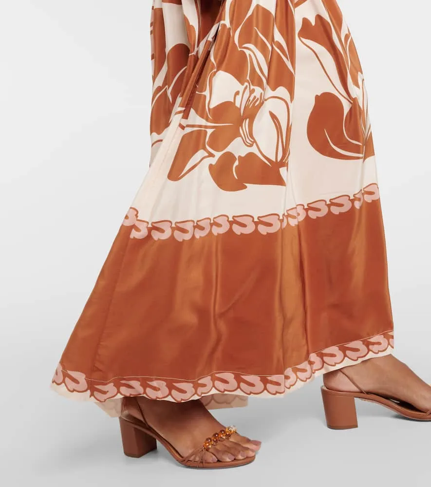 Adriana Degreas Printed puff-sleeve silk maxi dress