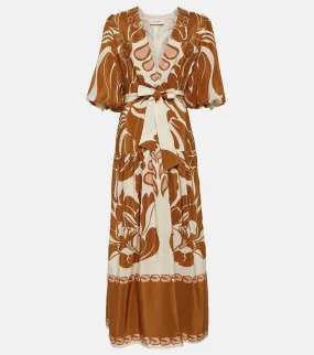 Adriana Degreas Printed puff-sleeve silk maxi dress