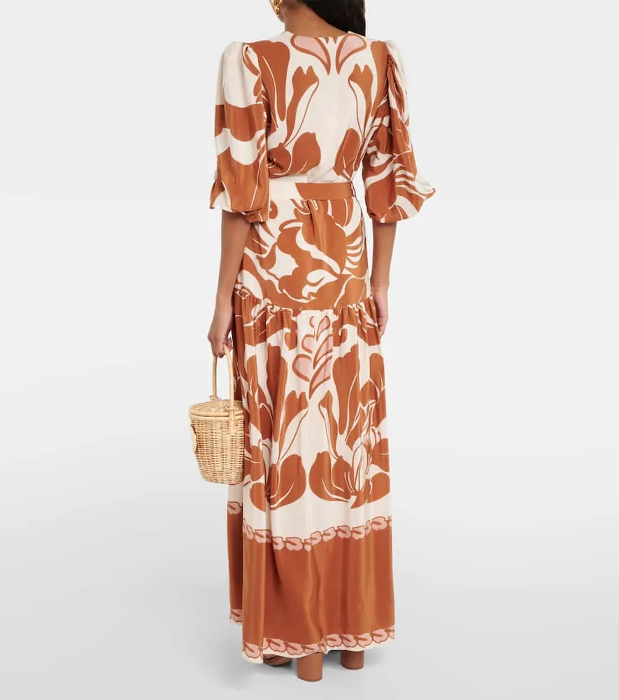 Adriana Degreas Printed puff-sleeve silk maxi dress