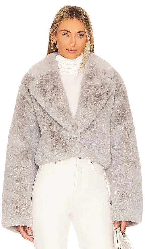 Adrienne Landau Faux Fox Jacket in Grey