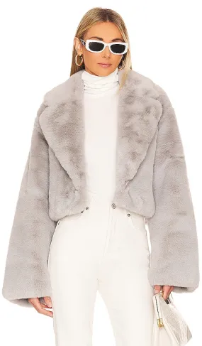 Adrienne Landau Faux Fox Jacket in Grey