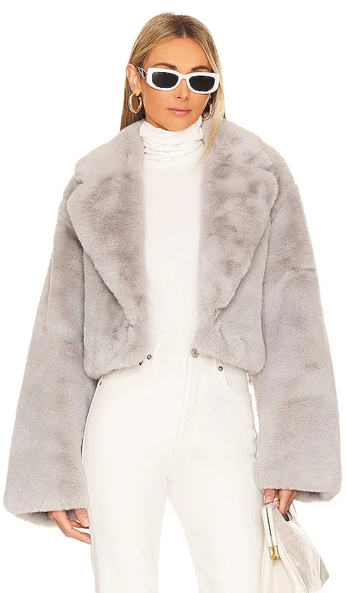 Adrienne Landau Faux Fox Jacket in Grey