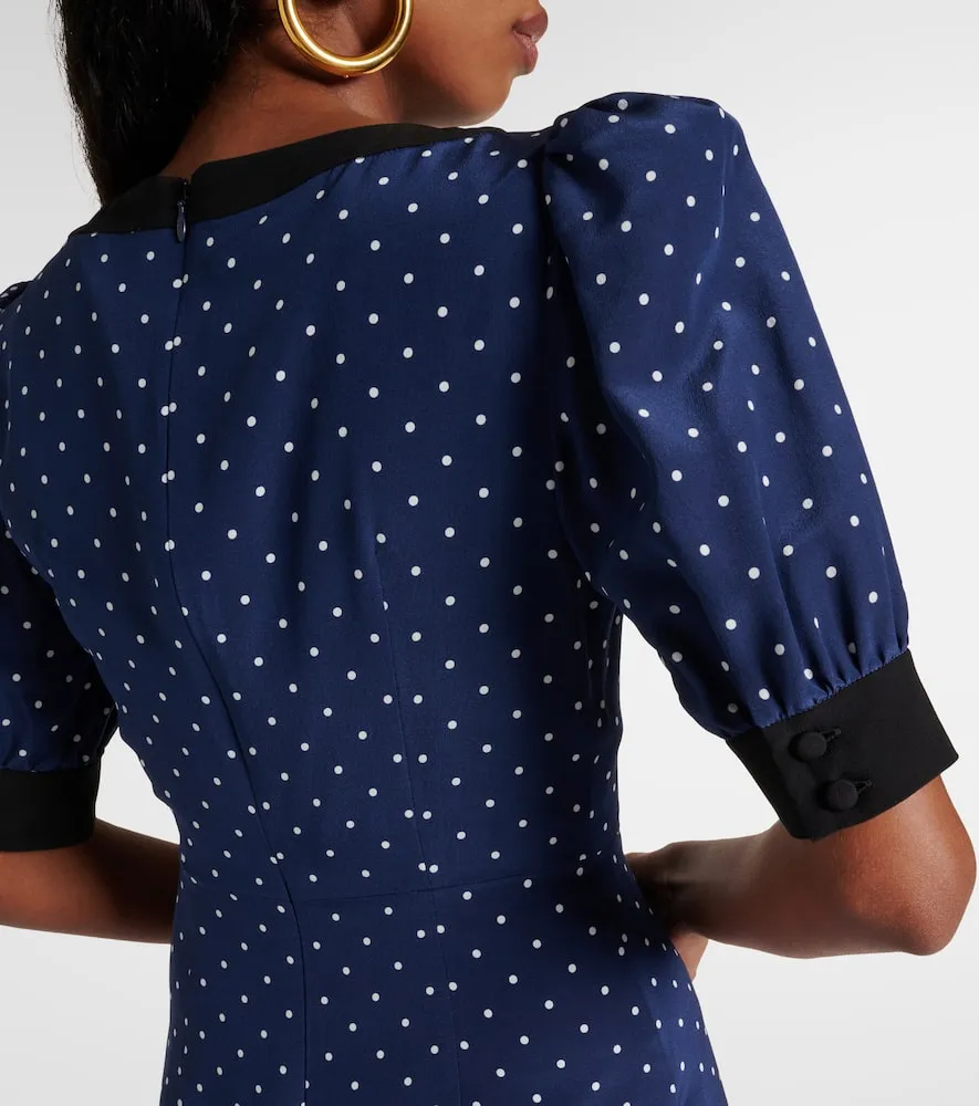 Alessandra Rich Bow-detail polka-dot silk minidress