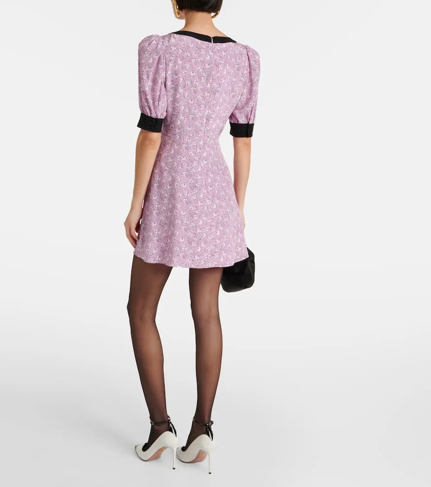 Alessandra Rich Bow-detail printed silk minidress