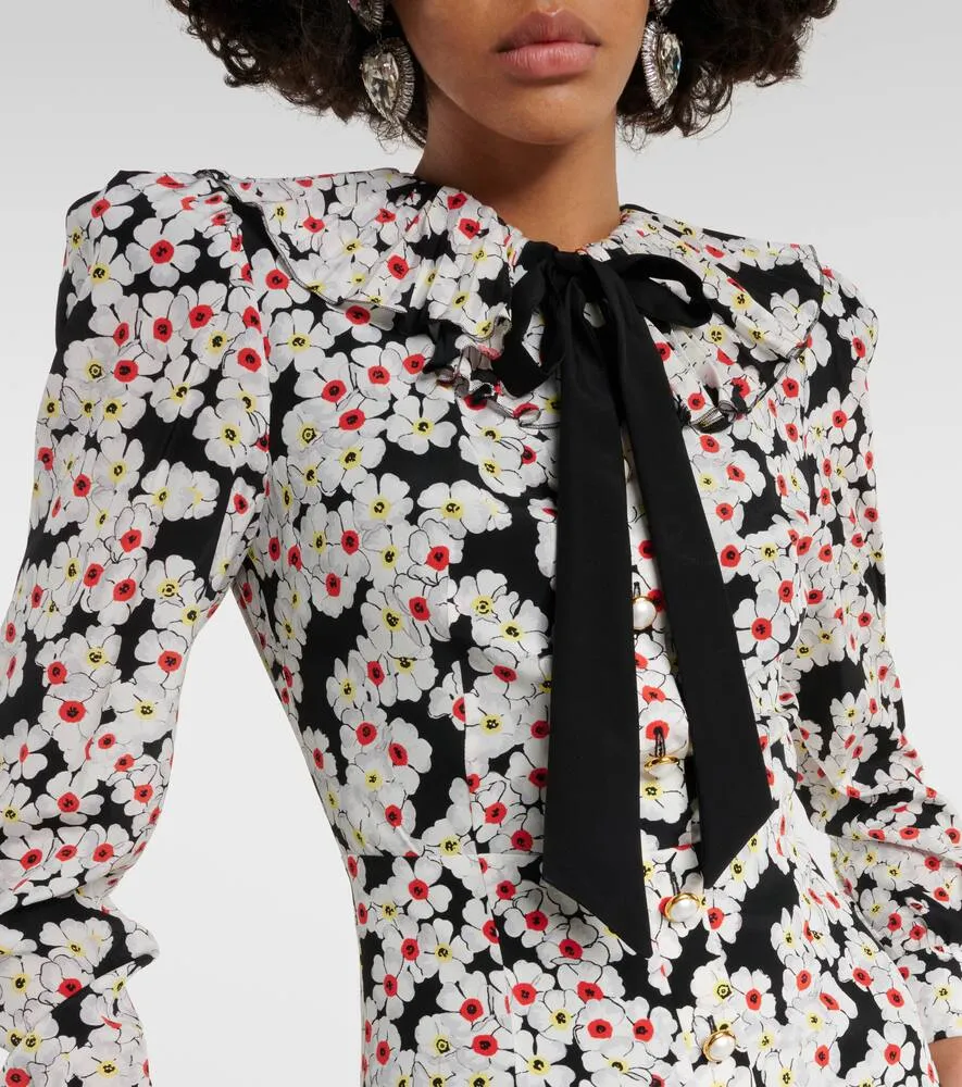 Alessandra Rich Floral bow-detail silk minidress