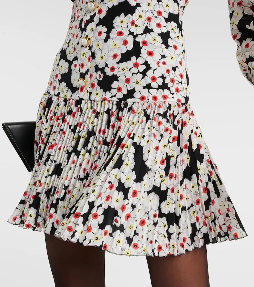 Alessandra Rich Floral bow-detail silk minidress