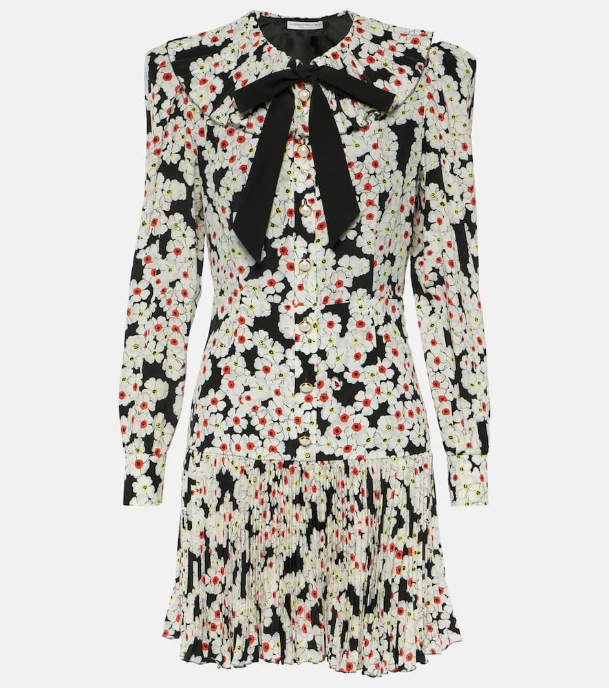 Alessandra Rich Floral bow-detail silk minidress