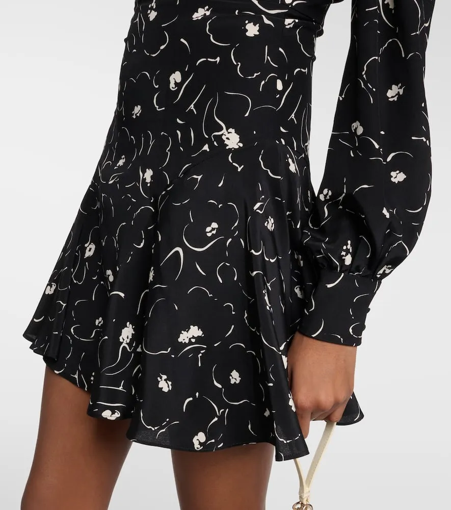 Alessandra Rich Floral silk and lace minidress