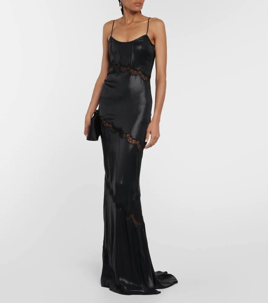 Alessandra Rich Lace-embroidered faux leather dress