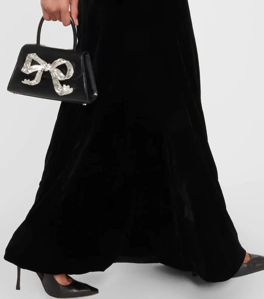 Alessandra Rich Lace-up halterneck velvet gown