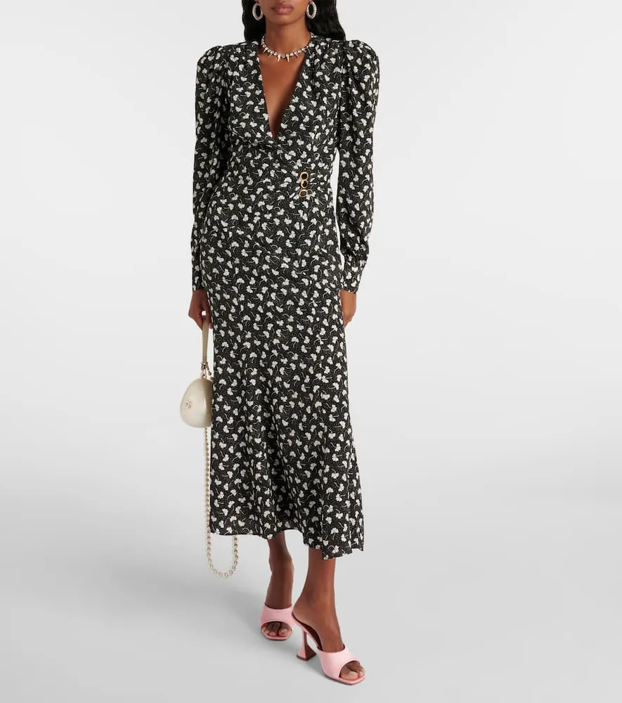 Alessandra Rich Printed silk midi dress