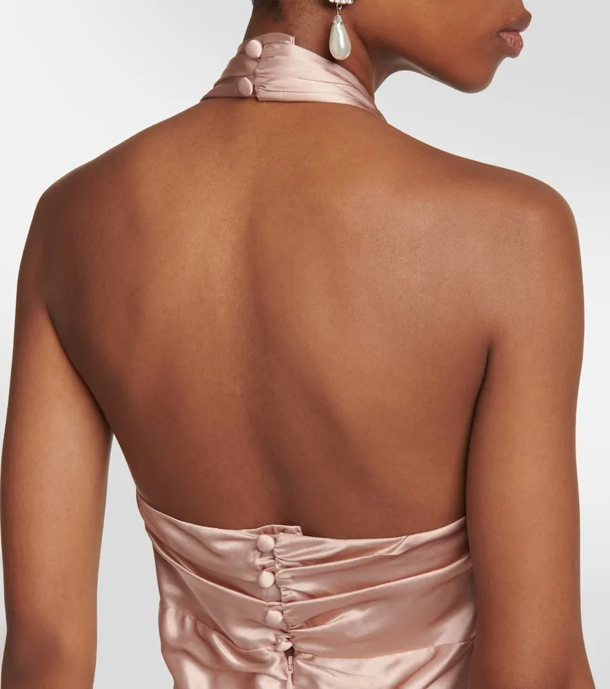 Alessandra Rich Ruched cutout satin midi dress