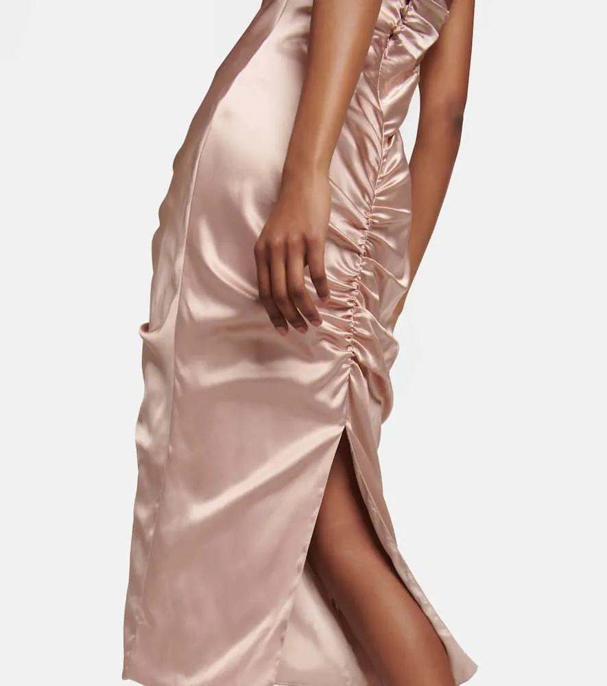 Alessandra Rich Ruched cutout satin midi dress
