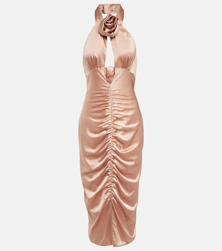 Alessandra Rich Ruched cutout satin midi dress