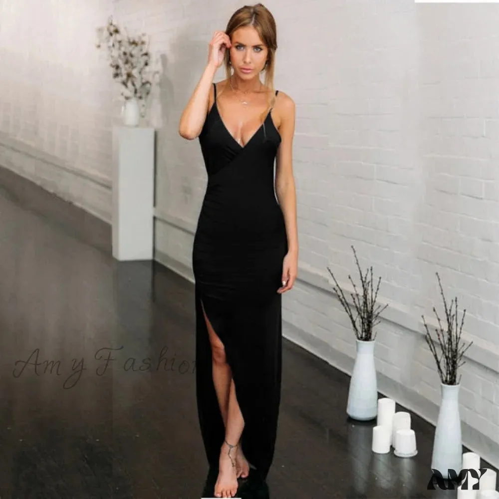 Amy Fashion - Sexy Ladies Slim Party Spaghetti Strap Maxi dresses