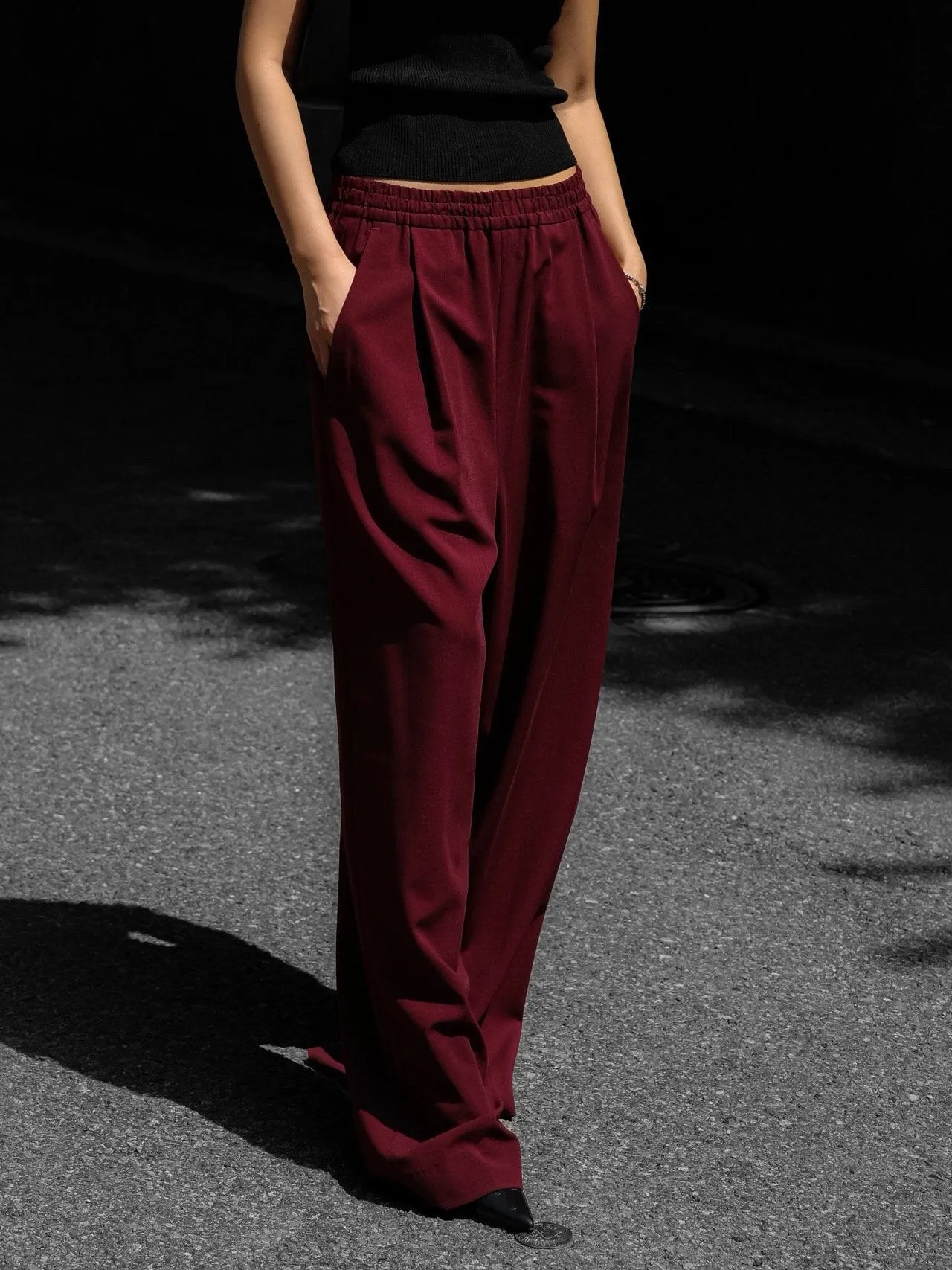 BANDED STRING WIDE TROUSERS