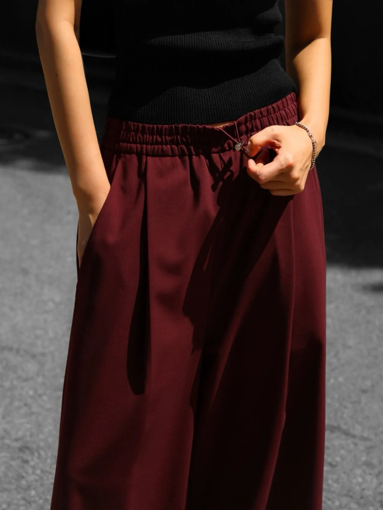 BANDED STRING WIDE TROUSERS