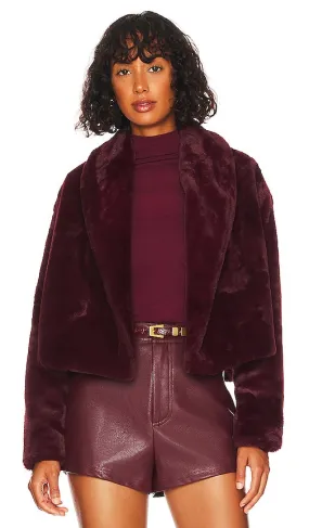 BLANKNYC Faux Fur Jacket in Burgundy