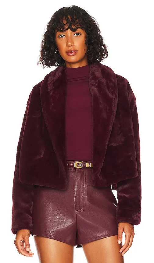 BLANKNYC Faux Fur Jacket in Burgundy