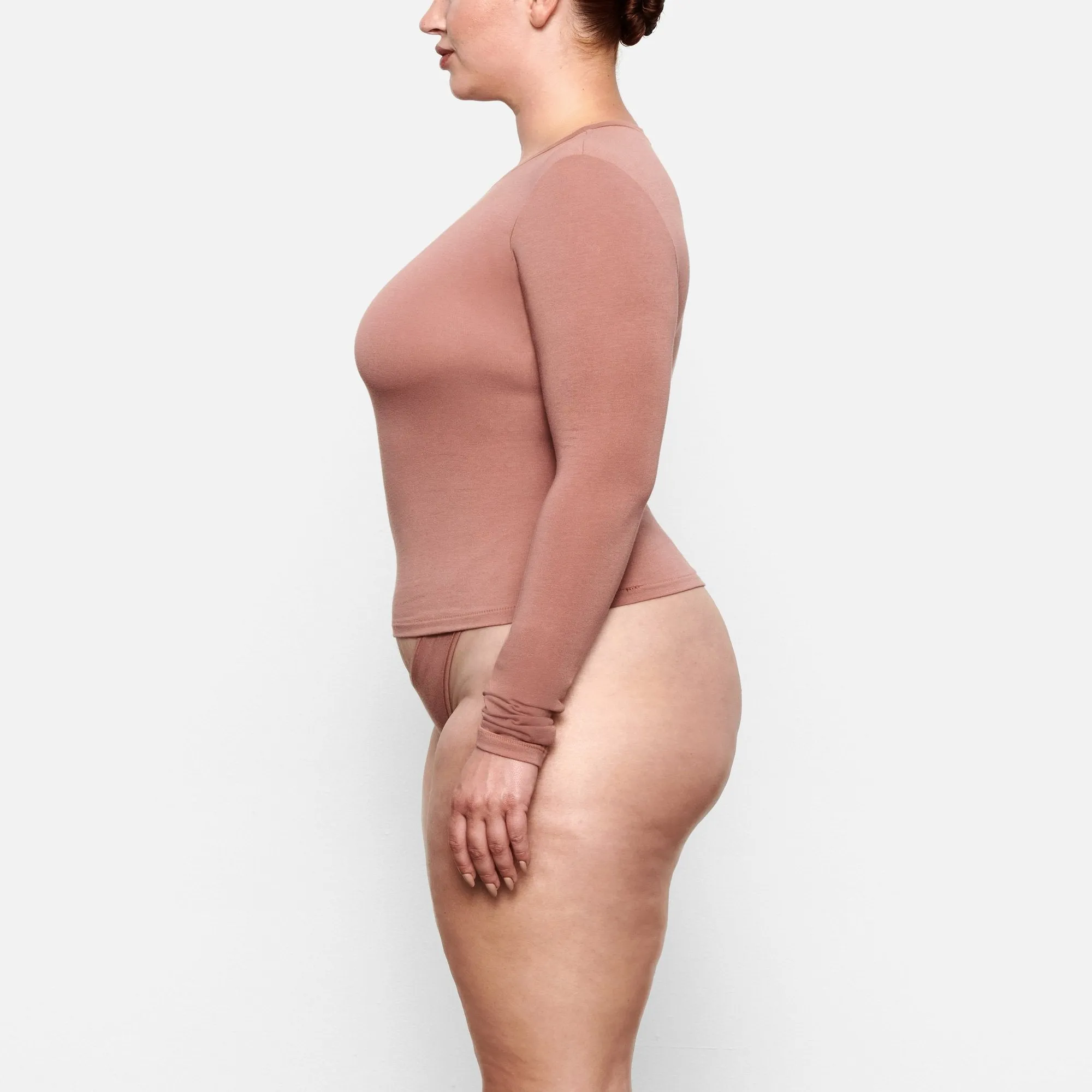 COTTON JERSEY LONG SLEEVE T-SHIRT | ROSE CLAY