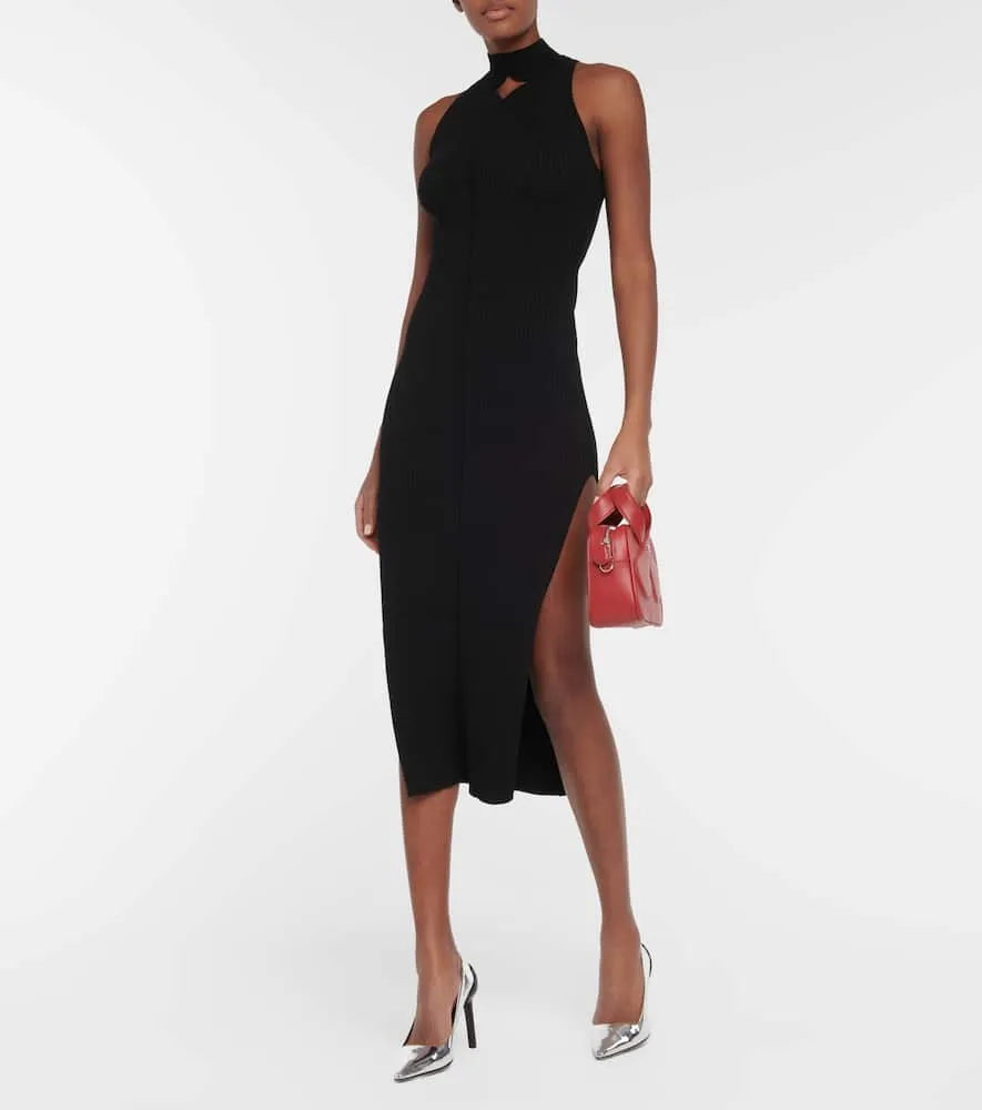 Courreges Ribbed-knit midi dress