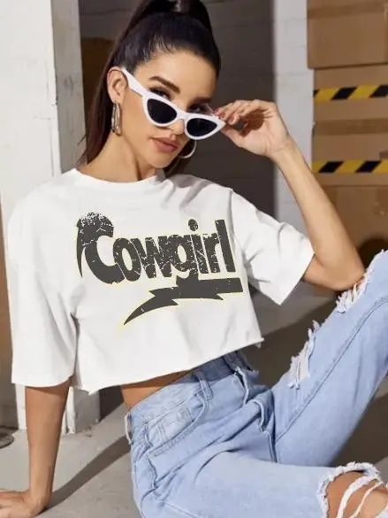 Cowgirl Rocks Vintage Relaxed Crop T-Shirt
