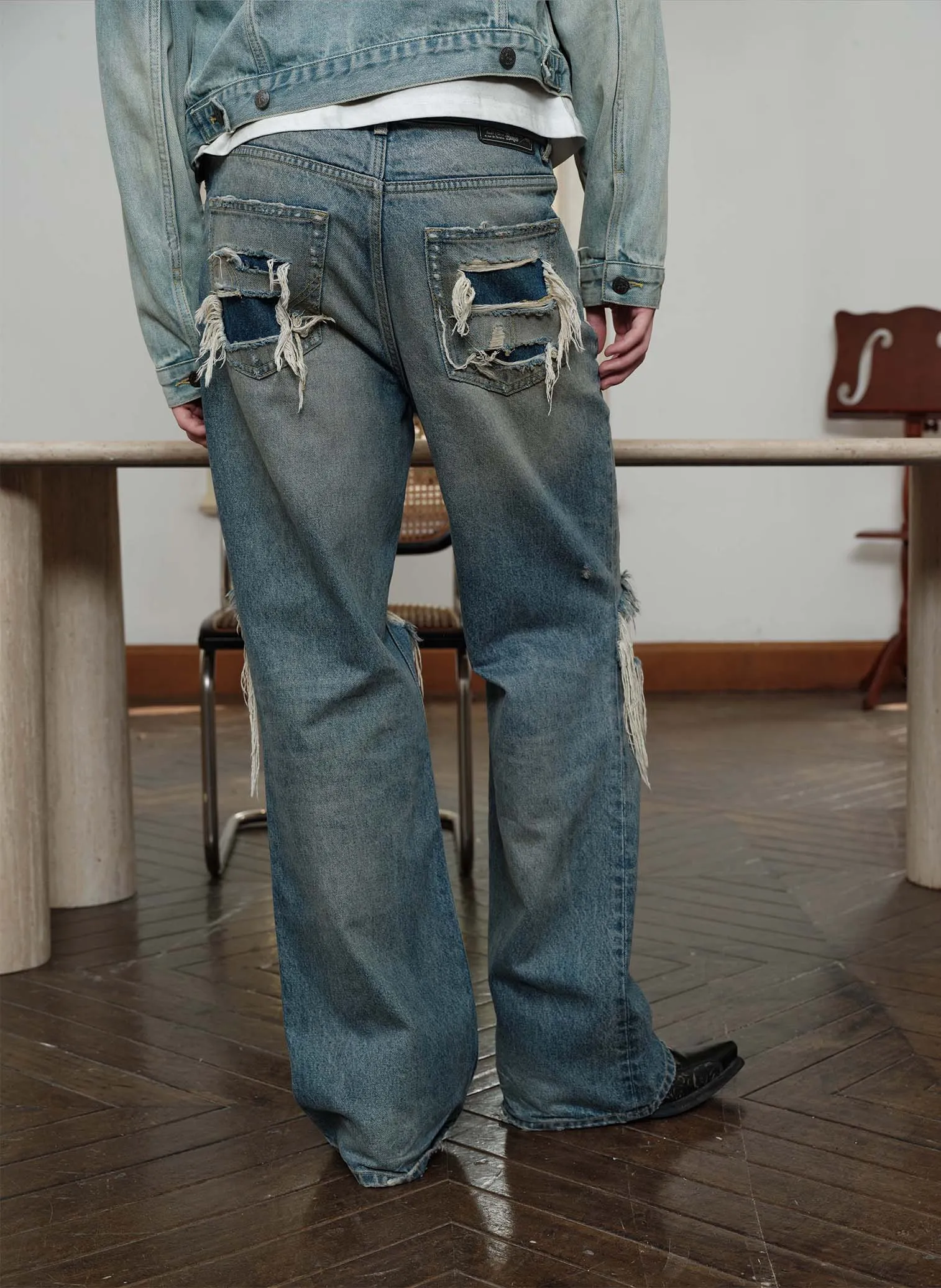 Damaged Washed Ripped Jeans
