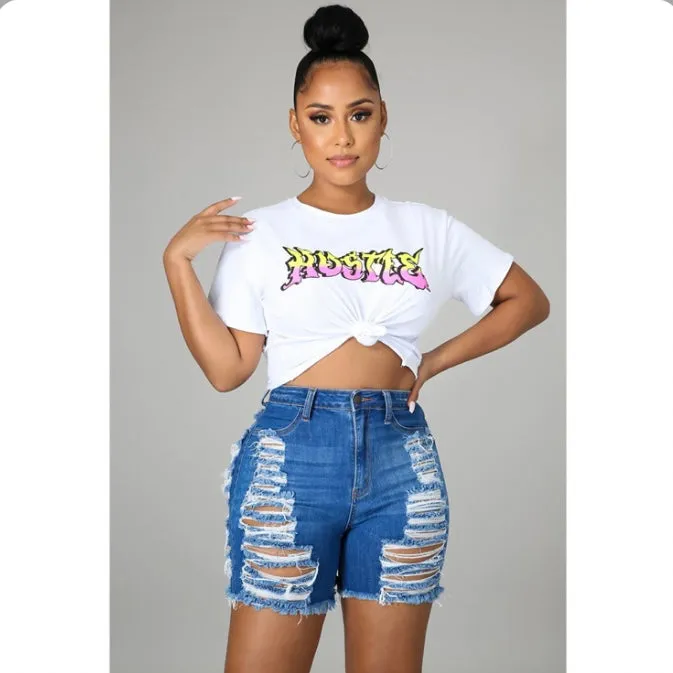 Denim Ripped Hole Jeans Shorts
