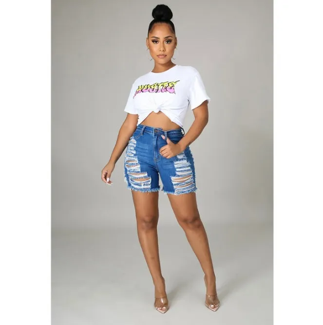 Denim Ripped Hole Jeans Shorts