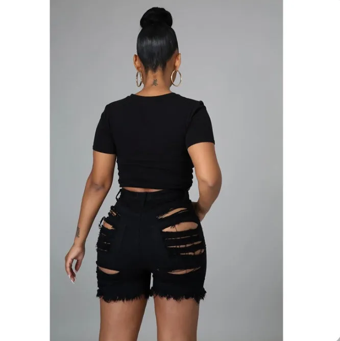 Denim Ripped Hole Jeans Shorts