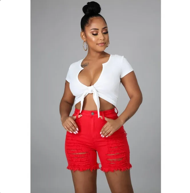 Denim Ripped Hole Jeans Shorts