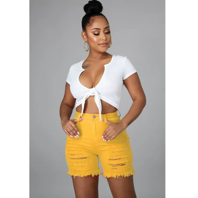 Denim Ripped Hole Jeans Shorts