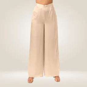 Ecru Wide Legged Pants | Bemberg Modal Silk | Elegant Allure