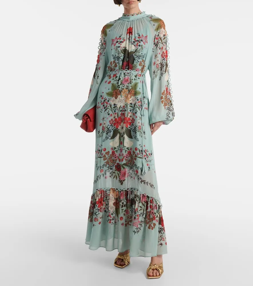 Farm Rio Beauty Bouquet Blue floral maxi dress
