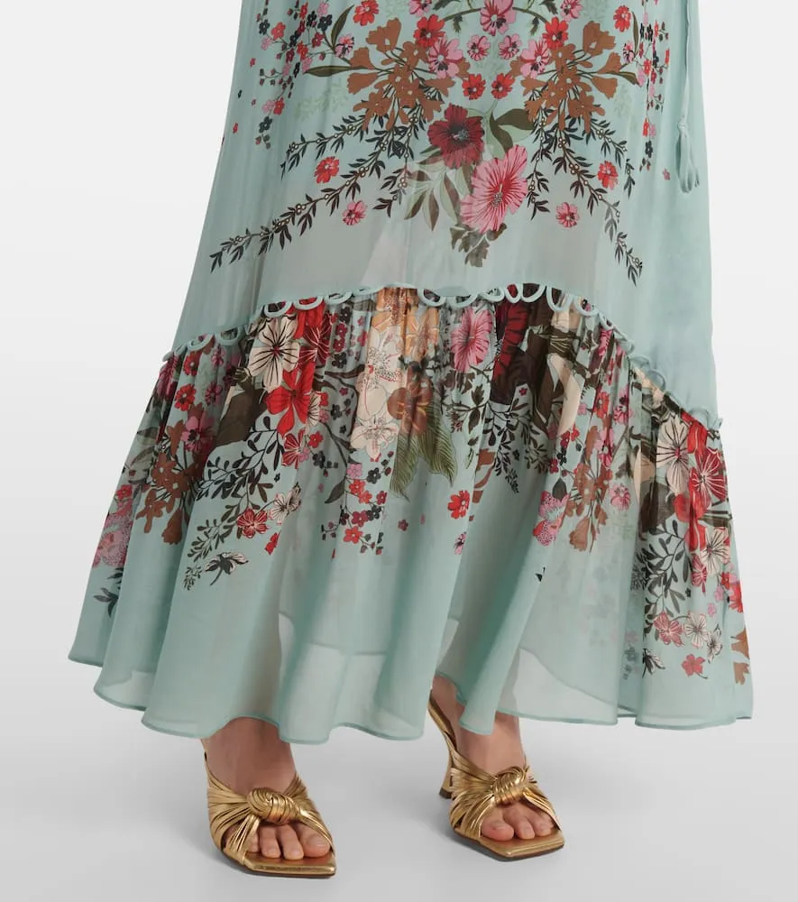 Farm Rio Beauty Bouquet Blue floral maxi dress