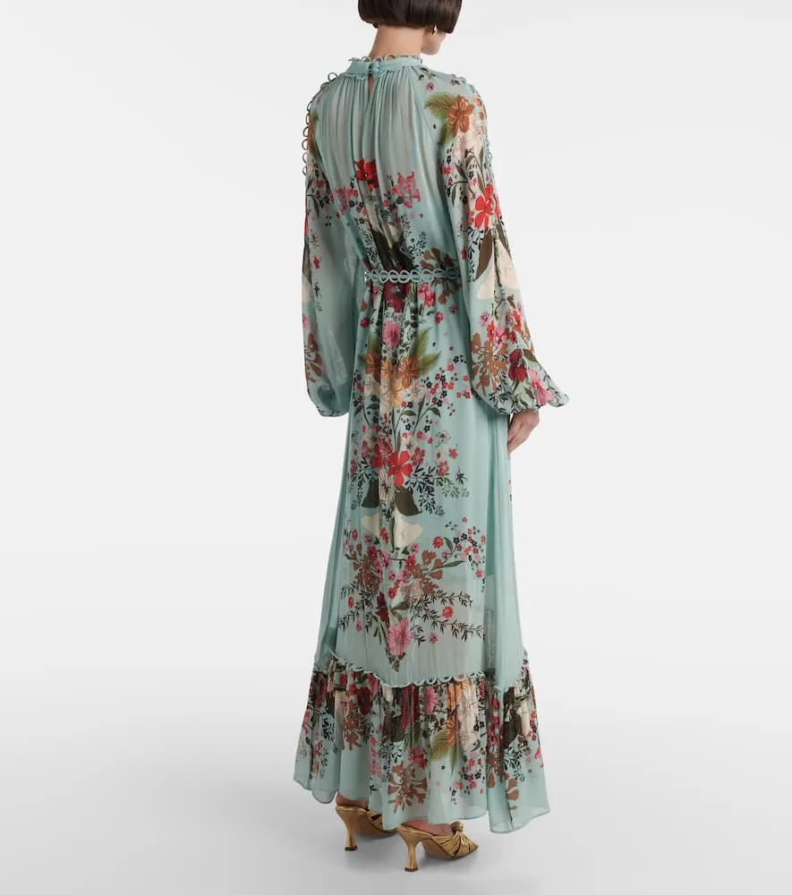Farm Rio Beauty Bouquet Blue floral maxi dress