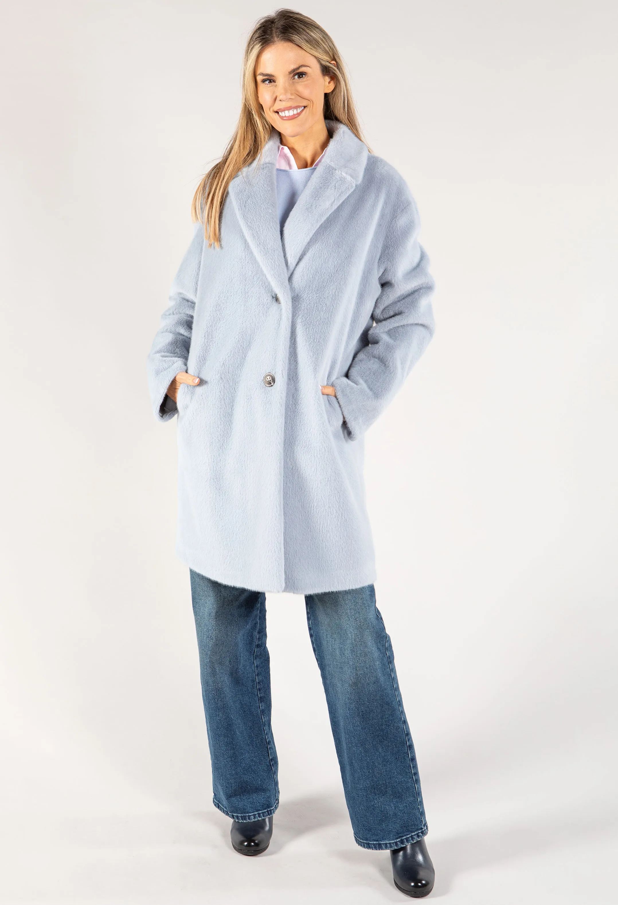 Faux Fur Single Breasted Coat