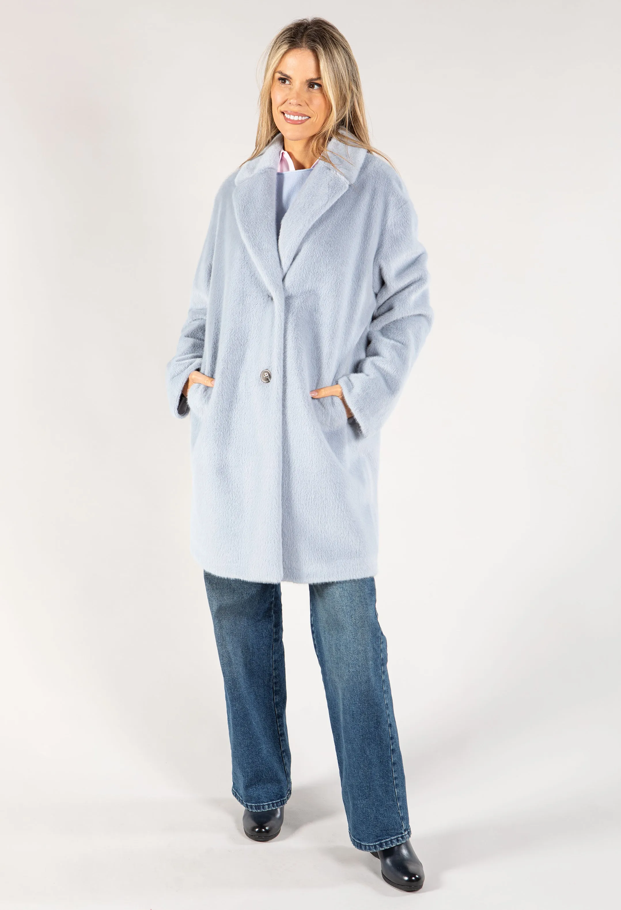 Faux Fur Single Breasted Coat
