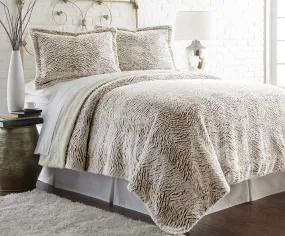 Faux fur/Sherpa 3 Piece Comforter Set Chocolate King