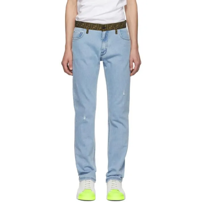 Fendi Blue Forever Fendi Belt Jeans