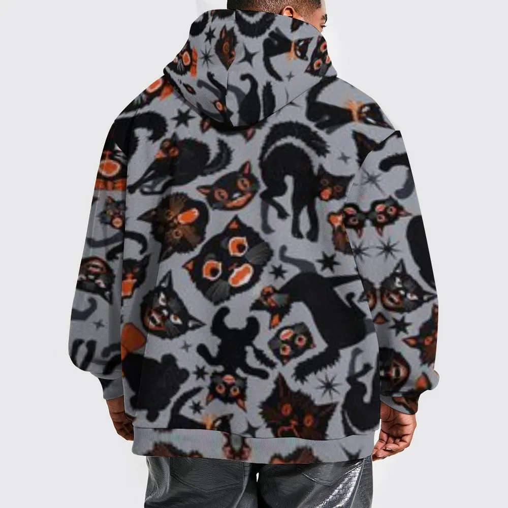Mens Halloween Black Cat 3D Print Hoodies