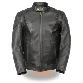 Milwaukee Leather LKM1900 Boy's Black Leather Side Lace Vented Moto Jacket
