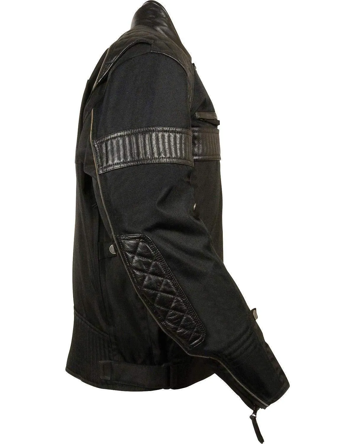 Milwaukee Leather Men's Black Textile Scooter Jacket with Leather Trim and Gun Pockets