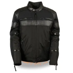 Milwaukee Leather Men's Black Textile Scooter Jacket with Leather Trim and Gun Pockets