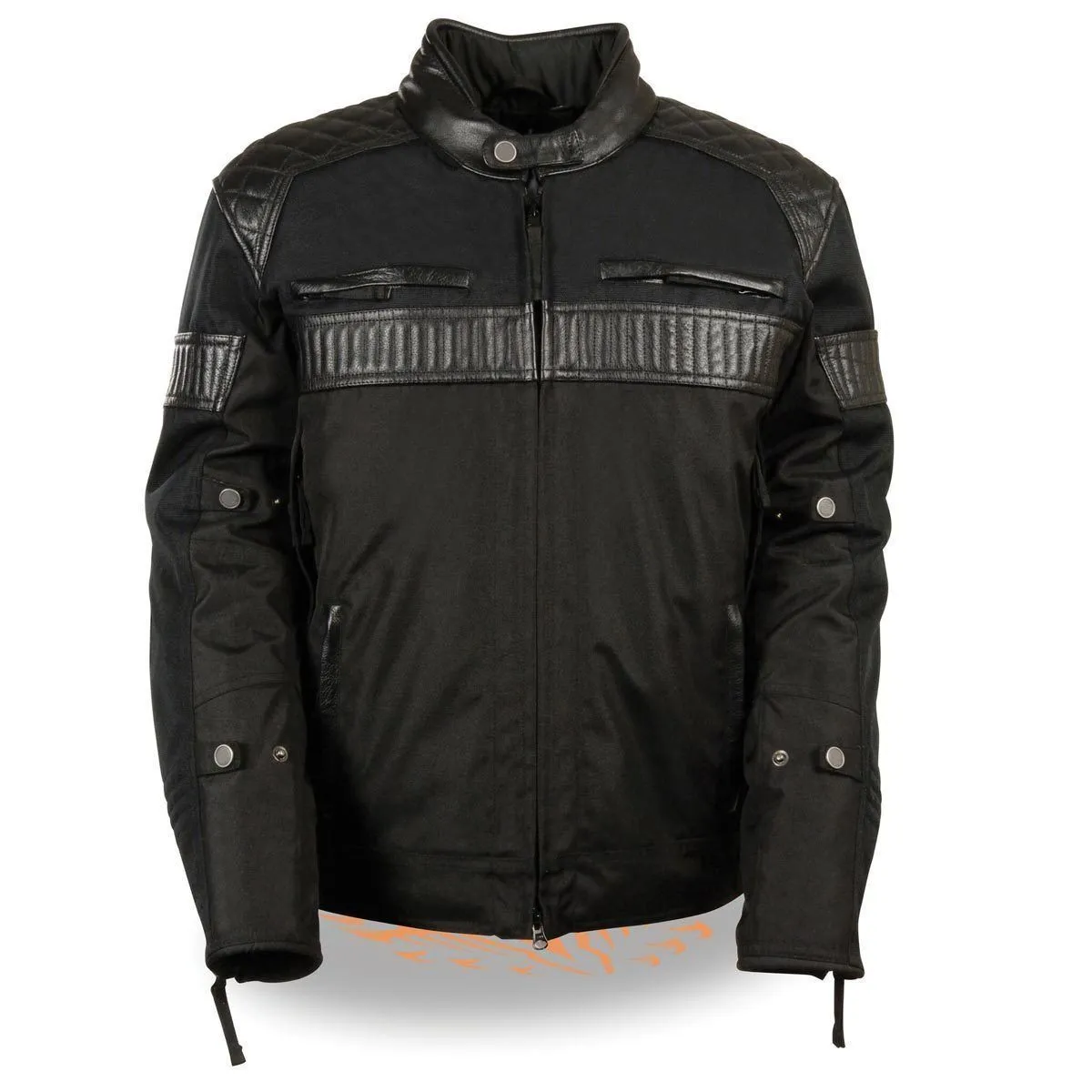 Milwaukee Leather Men's Black Textile Scooter Jacket with Leather Trim and Gun Pockets