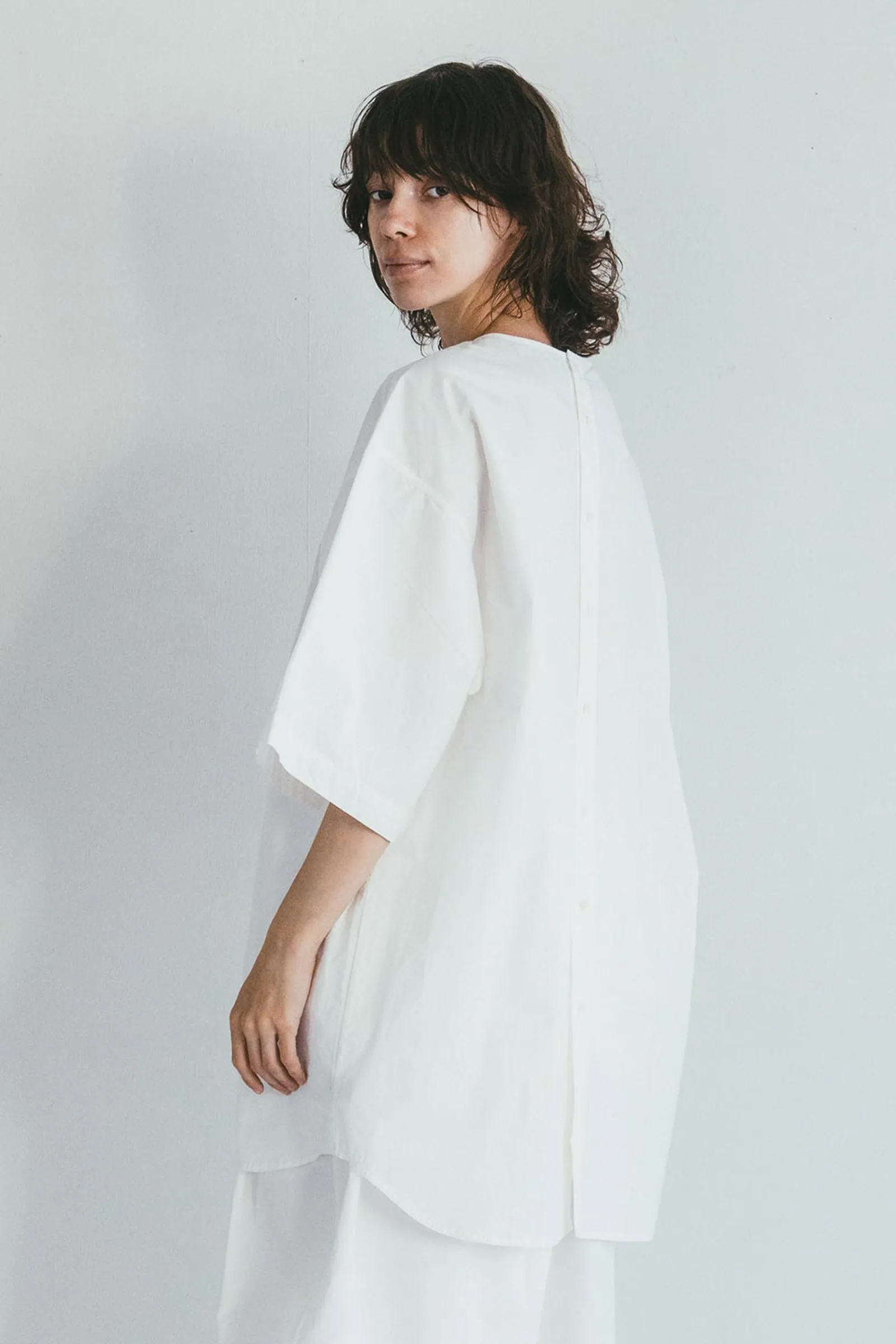 Oversized Cotton Buttoned Top - Off White