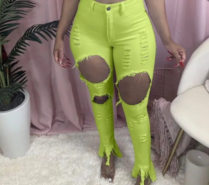Plus Size 4XL Denim Ripped Hole Jeans Pants