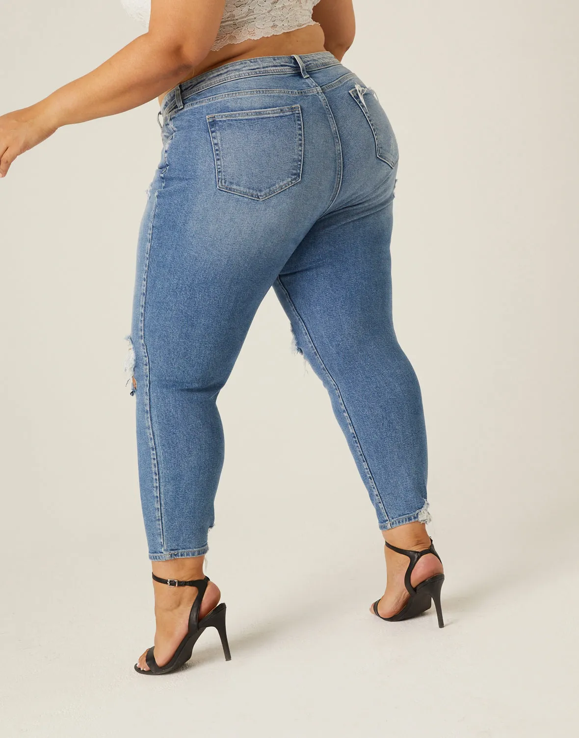 Plus Size Ripped Skinny Mom Jeans