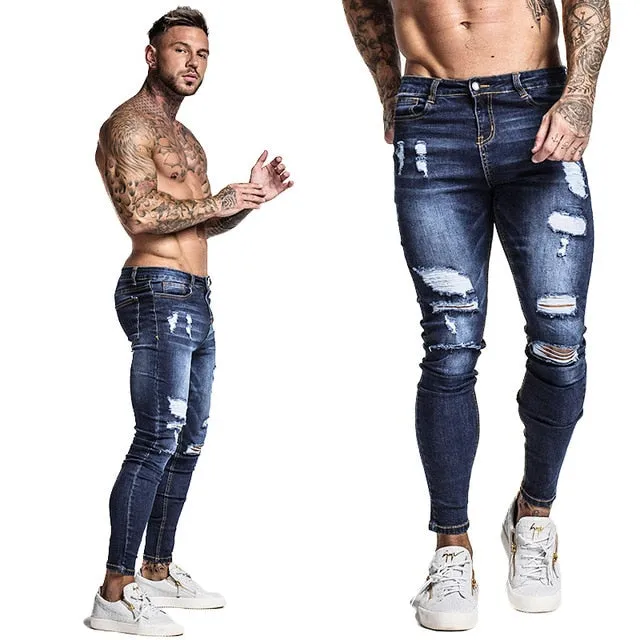 Stretch Ripped Denim Jeans